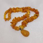 Бусы винтажные из натурального янтаря с подвеской