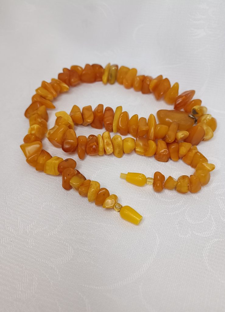 Бусы винтажные из натурального янтаря с подвеской