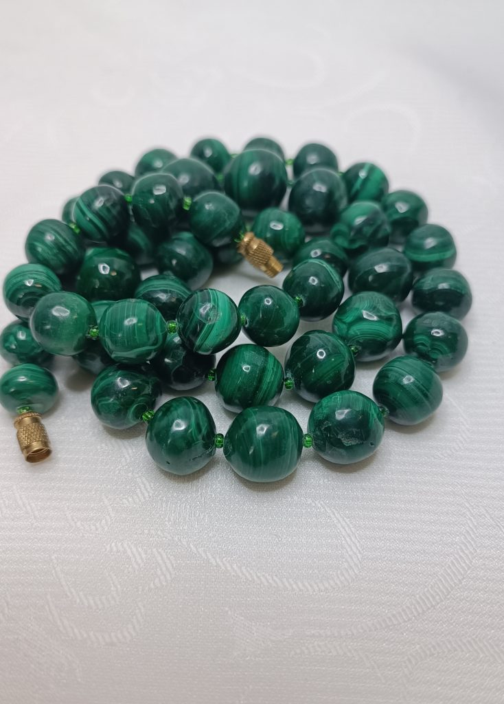 Бусы винтажные из уральского малахита, СССР, 1970 1990гг