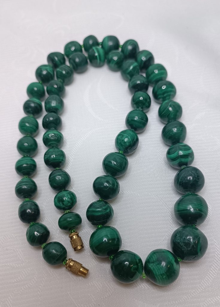 Бусы винтажные из уральского малахита, СССР, 1970 1990гг