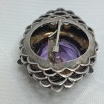 Брошь с аметистовым стеклом, серебрение