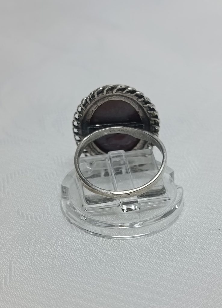 Комплект (кольцо и серьги) из натурального камня, серебрение, СССР, 1970 1990гг