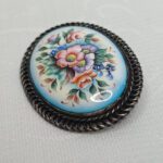 Брошь, скань, финифть, мельхиор, СССР, 1970 1990гг.