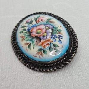 Брошь, скань, финифть, мельхиор, СССР, 1970 1990гг.
