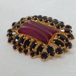 Брошь, гранатовое стекло, Чехия