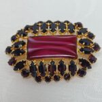 Брошь, гранатовое стекло, Чехия