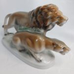 Статуэтка "Лев и львица", фарфор, роспись, unterweissbach (Унтервайсбах), Германия, 1940 1958 гг.