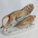 Статуэтка "Лев и львица", фарфор, роспись, unterweissbach (Унтервайсбах), Германия, 1940 1958 гг.