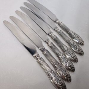 Набор из 6 ти столовых ножей, серебрение, чернение, Режевский механический завод, СССР, 1975 1983гг.