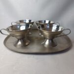 Кофейный набор (поднос и 4 чашки), мельхиор, Мстерский ювелир, СССР, 1972г.