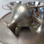 Кофейный набор (поднос и 4 чашки), мельхиор, Мстерский ювелир, СССР, 1972г.