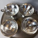 Кофейный набор (поднос и 4 чашки), мельхиор, Мстерский ювелир, СССР, 1972г.