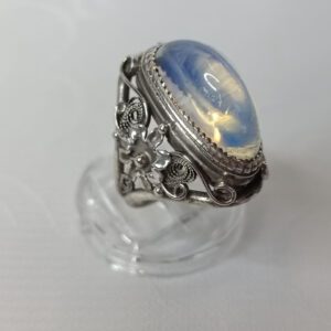 Кольцо, мельхиор, лунный камень