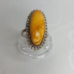 Кольцо винтажное, мельхиор, янтарь