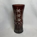 Ваза для цветов с резным декором, марганцевое стекло, период СССР