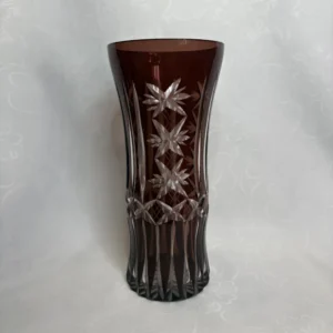 Ваза для цветов с резным декором, марганцевое стекло, период СССР