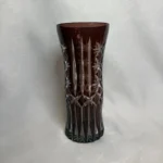 Ваза для цветов с резным декором, марганцевое стекло, период СССР