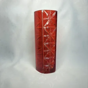 Винтажная ваза геометрической формы, рубиновое двухслойное стекло, период СССР, 1970 е гг