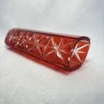 Винтажная ваза геометрической формы, рубиновое двухслойное стекло, период СССР, 1970 е гг