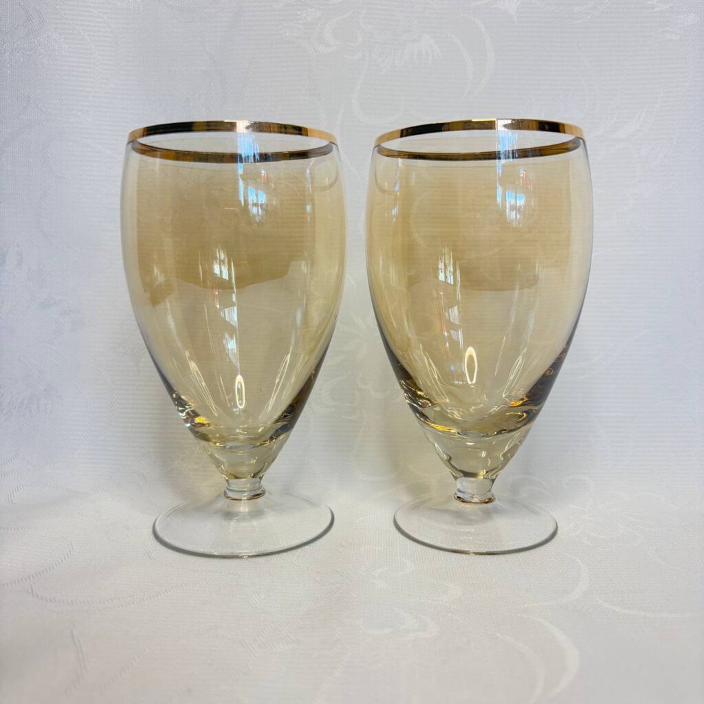 Набор из 2 х бокалов, стекло, золочение, Чехословакия