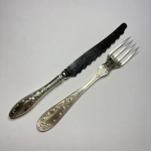 Набор "Эгоист" (вилка для рыбы и нож для лимона), мельхиор, Кольчугино, СССР