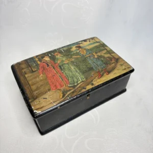 Антикварная шкатулка "Встреча гостя", папье маше