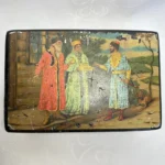 Антикварная шкатулка "Встреча гостя", папье маше