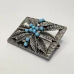 Брошь винтажная, имитация бирюзы