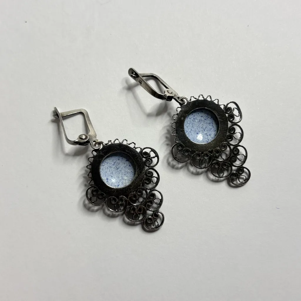 Серьги финифть скань мельхиор